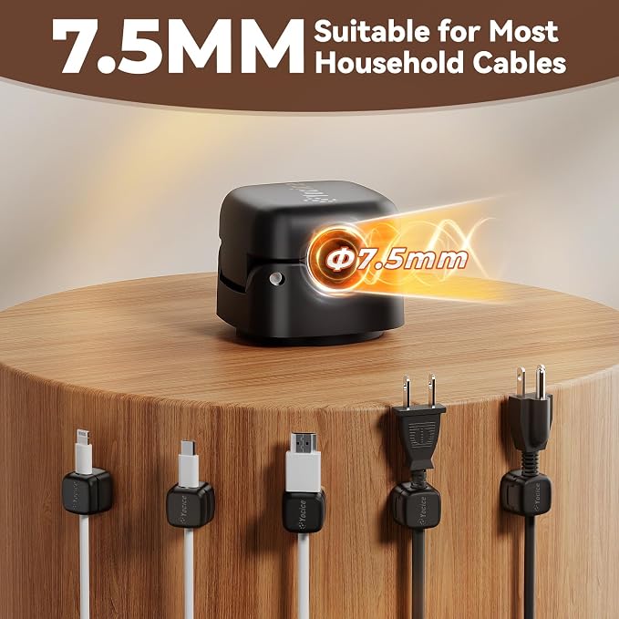 6Pack Rotatable Cord Organizer,Spring Cable Clips Desk Cable Management Cord Holder Adhesive Phone Charger Cord Clips for Home Office Car wall Nightstand Accessories, Black