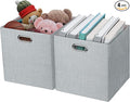 Thicker Fabric Storage Cubes 13 inch Collapsible Storage Bins for Organization, Cubby Storage Boxes for Organizing Shelf Cabinet Bookcase, 2pcs, Sliver Grey