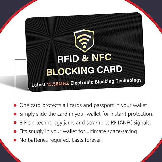 SaiTech IT 4 Pack RFID Blocking Card for Credit Debit ID Card, Black | Slim Anti-Theft Contactless NFC RFID Blocker Protector, Easily Fit into Wallet and Purse, for Men & Women
