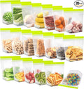 20 Pack Reusable Quart Sandwich Bags, Dishwasher Safe BPA Free Food Storage Bags, Extra Thick Leakproof Plastic Ziplock Bags for Meal Prep Fruits Sandwich Snack