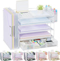 gianotter 5-Tier Desk Organizer with Drawers, File Holders, Letter Trays and Pen Holders - Workspace Accessories for Office Supplies (White)