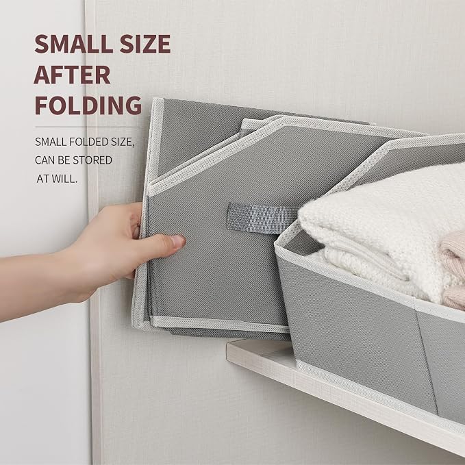 Homsorout Trapezoid Closet Shelf Organizer - Large Baskets for Organizing, Fabric Storage Cubes for Shelves, Storag Organizers Bins for Clothes, Blankets, 3 Pack, Grey