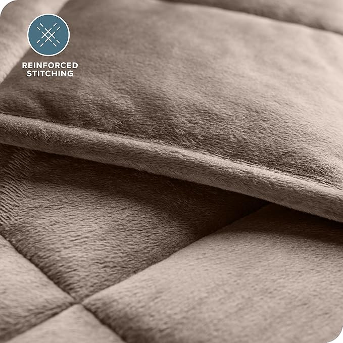 Bare Home Weighted Blanket Queen Size 17lb (60" x 80") for Adults - Minky Fleece - Premium Heavy Blanket Nontoxic Glass Beads (Taupe, 60"x80")