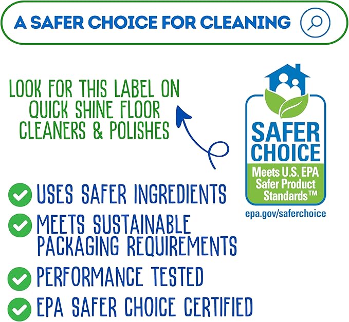 Quick Shine Multi Surface Floor Finish 27oz, 6Pk | Cleaner & Polish to use on Hardwood, Laminate, Luxury Vinyl Plank LVT, Tile & Stone | Safer Choice w/Clean Shine Technology | Shine-Protect-Refresh