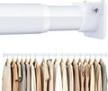 STARLATTA Heavy Duty White Closet Rod: 17-84 Inch Stepless Adjustable Clothes Hanging Bar, 1.3" Diameter Metal Wardrobe Pole with Brackets, No-Cut, for Laundry & RV