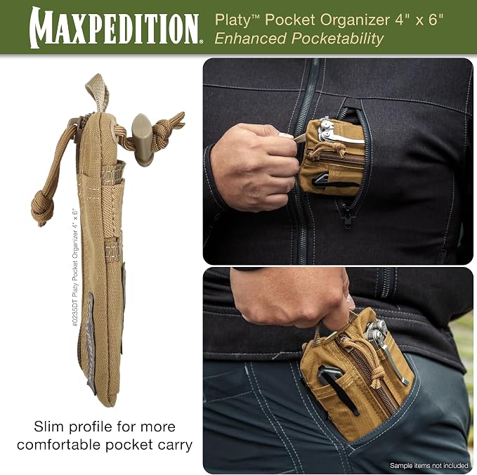 MAXPEDITION Platy Pocket Organizer, Durable EDC Tool Pouch for Men, Neck Wallet with Paracord Lanyard, Holds Flashlight, Multitool, Pen, Notebook
