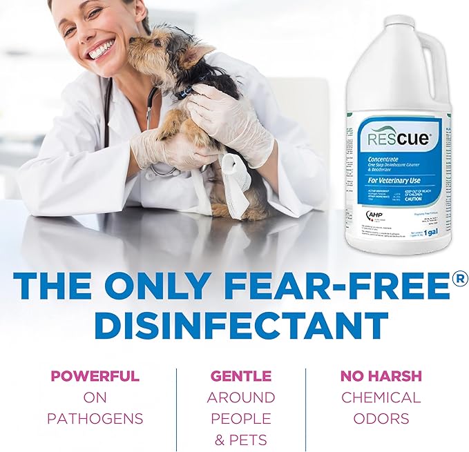 REScue One-Step Disinfectant Cleaner & Deodorizer, For Veterinary Use, Animal Shelters, Pet Foster Homes, Kennels, Litter Box, Concentrate, 1-Gallon