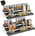 2 Pack Expandable Spice Rack Organizer for Cabinet - 3 Tier Adjustable Cabinet Spice Organizer Easy Visibility - Spice Organizer for Cabinet Countertop Cupboard Pantry Organization (Black)