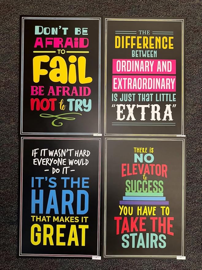 Flora Maria Shop 32 Set of 64 Motivational Posters,1 Free Inspirational Poster, Social Emotional Learning Feelings Posters For Kids