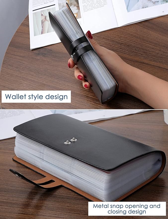 RFID Credit Card Holder Organizer, Leather Business Card Organizer with 96 Card Slots, Business Card Book to Keep Cards Neatly Organized and Prevent Jumbling, Loss, or Damage (Black)