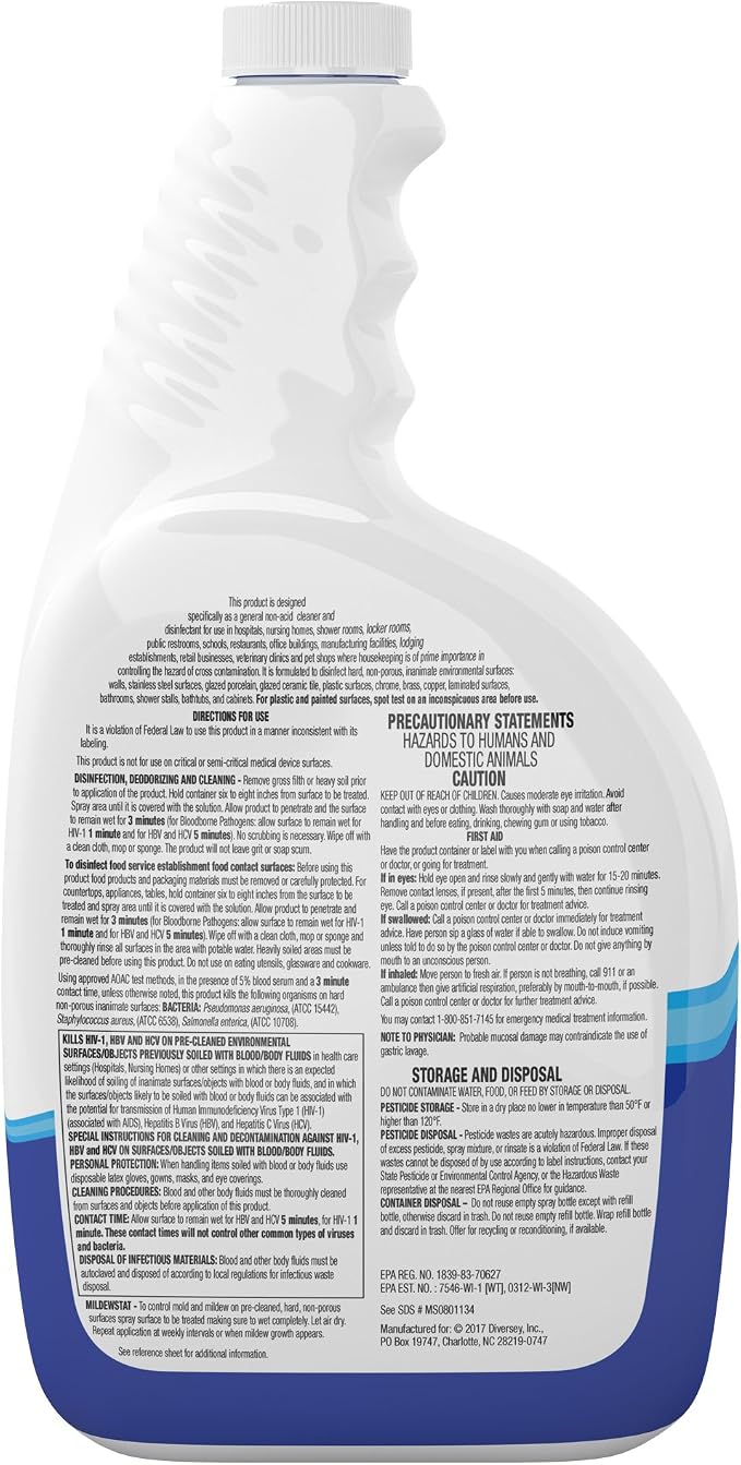 VIREX Diversey All Purpose Disinfectant Cleaner, Spray, 32 oz, 4 Pack