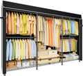 ULIFHOME E14C Max Heavy Duty Closet Organizer System，Freestanding Clothing Racks for Hanging Clothes，Adjustable Garment Rack 86" W × 16" D × 77" H Hold 1060 lbs，Black Rack with Black Cover