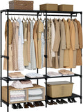 CASAMAYA Clothes Rack, Portable Closet, 54.3 Inch Large Capacity Wardrobe Closet, Clothes Storage Organizer with Shelves and 2 Hanging Rods, Easy to Assembly, Black PCT002B01