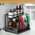Under Sink Organizer - 2 Tier Under Kitchen Sink Organizers and Storage Bathroom Under Cabinet Organizer Pull Out Cabinet Organizer, Multi-Use Slide Out Sink Shelf for Kitchen Bathroom