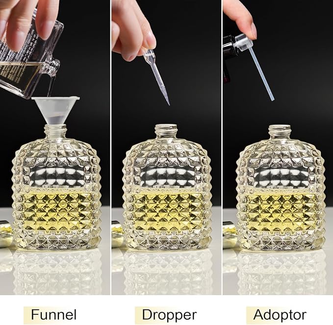 50ml/1.7 Oz Glass Spray Bottle Perfume Atomizer,Perfume Travel Refillable Spray Bottle Empty with 3 Kinds of Dispenser (A3)