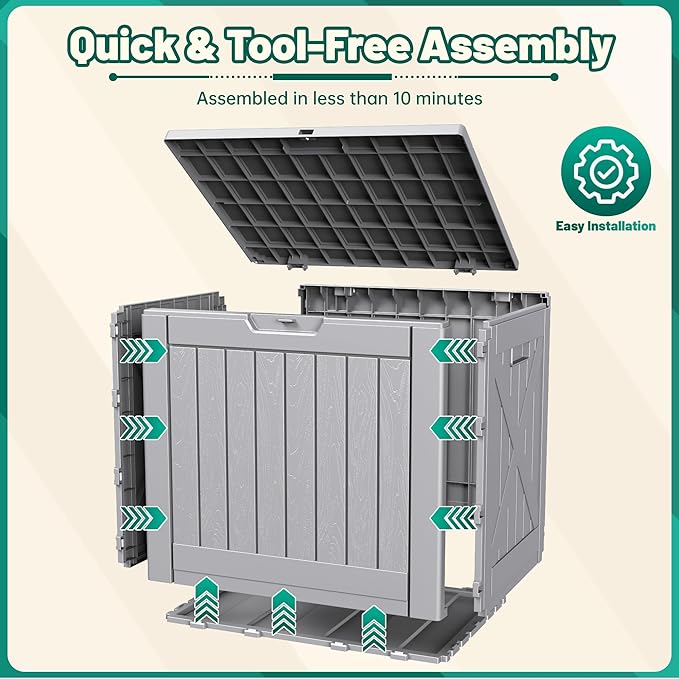 Devoko 40 Gallon Deck Box Lockable Outdoor Storage Box Waterproof for Patio | Weatherproof Use Indoors Outdoors, Holds Patio Cushions, Garden Tools & Pool Supplies, Easy 15-min assembly.