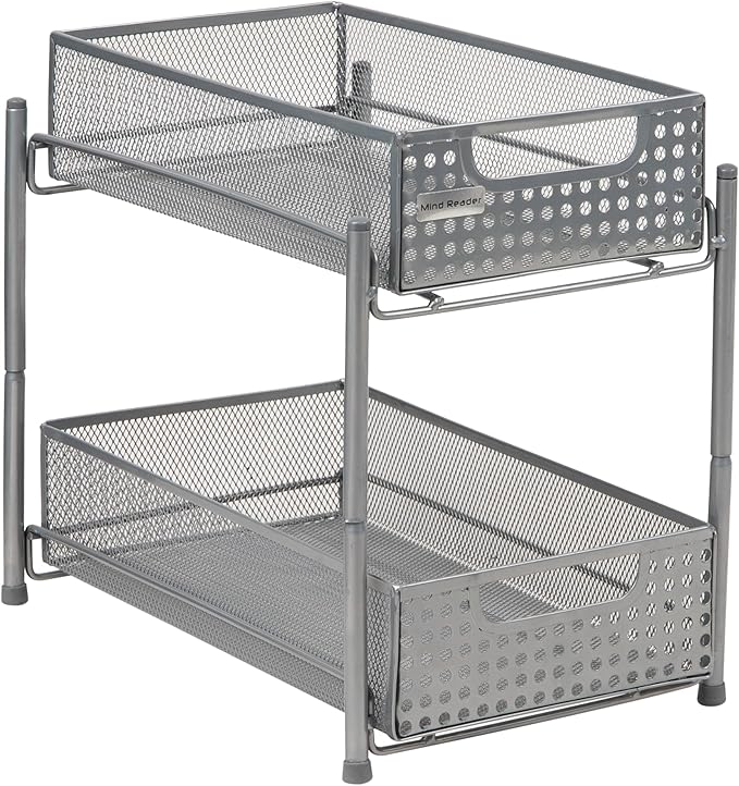 Mind Reader Accessory Organizer, Supply Storage, Desktop, Crafts, Office, Metal Mesh, 8"L x 12.5"W x 11.25"H, White