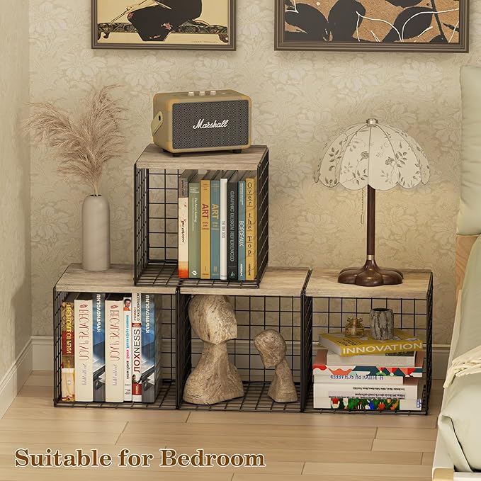 Dmevkic 2 Cube Small Bookcase,Bookshelf for Small Spaces Book Shelf,12.2 x 12.2 x 12, DIY Variable Stackable Cube Storage for Living Room,Office,Bedroom