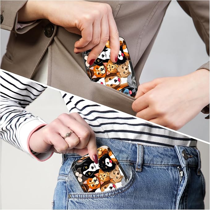 Credit Card Holder, Mini Aluminum Card Wallet RFID Blocking Slim Metal Hard Card Case for Women Men, Dogs
