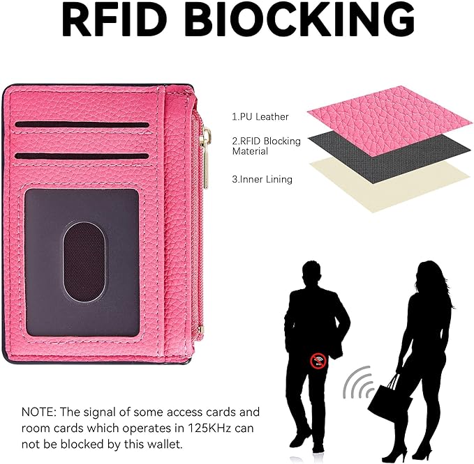 Tipmile Womens Credit Card Holder Wallet, Small Slim RFID Blocking Sleeve | Mini Tiny Cute ID Case, Minimalist Zipper Pocket Wallet, Thin Coin Purse, Mothers Gift