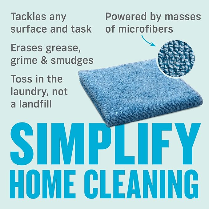 E-Cloth Microfiber Cloth, World's Leading Premium Microfiber Cleaning Cloth, Twice as Durable as Competition, 1 Year Guarantee, Ideal for Kitchen, Countertops, Sinks, and Bathrooms, Blue, 1 Pack