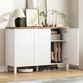 Vlsrka Shoe Cabinet with 3 Doors, Narrow Wooden Shoe Cabinet, Hidden Shoe Storage for Entryway, Foyer, Hallway (White AAA)