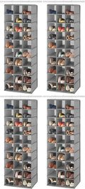 Whitmor 30 Sections Hanging Clothes Closet Organizer, Space Saving Breathable Fabric Shoe Storage for Bedroom, Laundry, Dorm, Crosshatch Gray (Pack of 4)