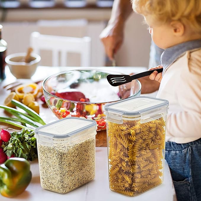 Wildone Airtight Food Storage Containers with Lids, 14PC Plastic Kitchen Containers Storage Set for Pantry Organization and Storage, Cereal, Flour and Sugar Containers, Include 20 Labels & Pen