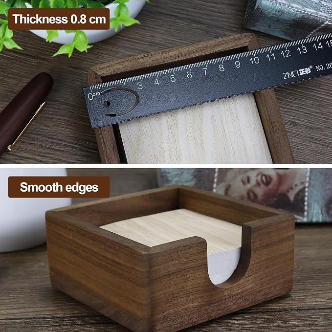 Buqoo North American Black Walnut Wood Sticky Note Holder | Pad Holder for Desk, Memo Holder Paper Dispenser, Desktop Accessories Organizer for Office School Home