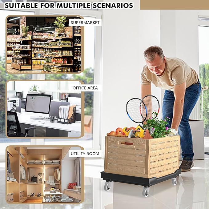 Moving Dolly with Collapsible Storage Bins, 25x18 Inches Furniture Movers Dollys, 330 Lbs Capacity Heavy Duty Platform Dolly 4 Wheels Rectangle Multifunctional Mover Carrier