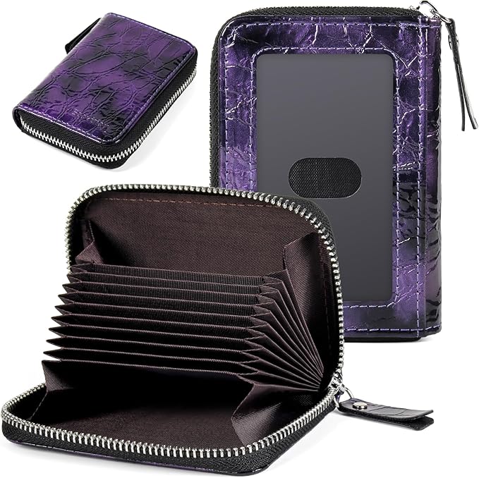 Credit Card Wallet, RFID Card Case Wallet, Zipper Card Cases Holder for Men Women, RFID Blocking, KeyChain Wallet, Compact Size Card Organizer Case for Women