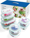 8-Pack Borosilicate Glass Food Storage Containers Set with Airtight Lids - Oven, Microwave & Freezer Safe, Leak-Proof, BPA-Free - Baking, Meal Prep & Gift Ready
