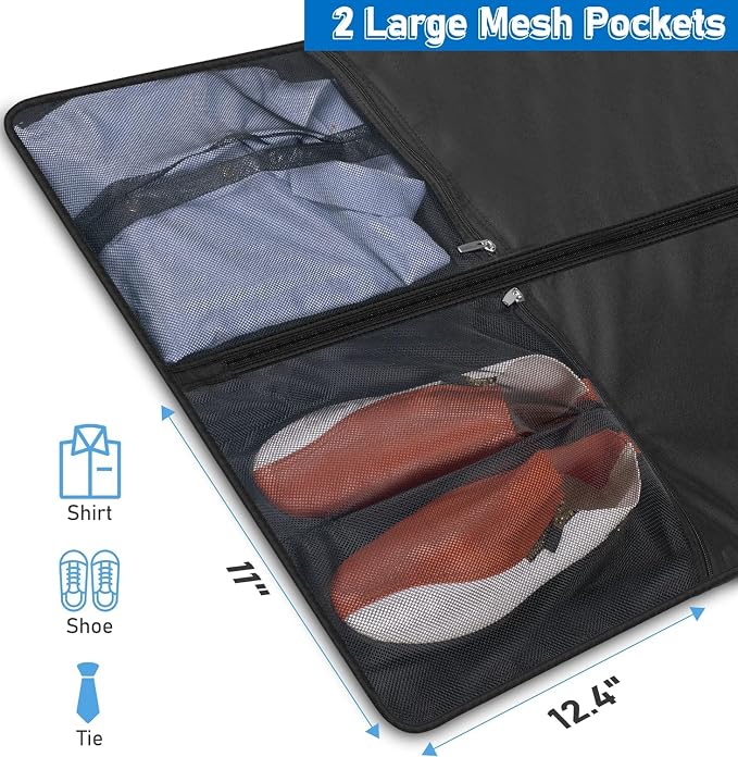 MISSLO 60" Garment Bags for Travel 6" Gusseted Dress Bags for Gowns Long 4 Handles Hanging Clothes Travel Bag with Pocket for Gowns, Suits, Coats