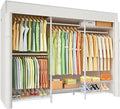 Ulif E13C Heavy Duty Closet Organizer System，Freestanding Clothing Racks for Hanging Clothes，Adjustable Garment Rack 63" W x 16" D x 77" H Hold 960 lbs，White Clothing Rack with White Dustproof Cover