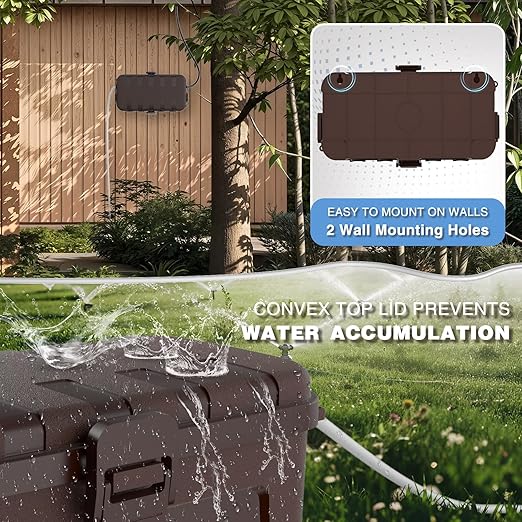 Flemoon [2 Pack] Medium Outdoor Electrical Box Waterproof, Outdoor Plug | Electrical Box (11.5x5.2x4 inch) w/6 Cable Entry Ports, Extension Cord Cover for Power Strip, Timer, Holiday Light, Brown
