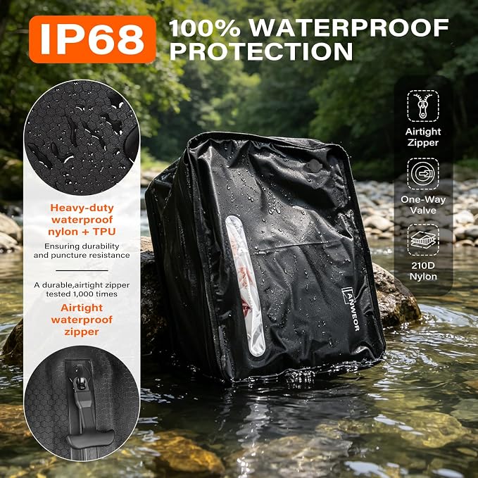 2 Pack Bag with Vacuum Travel for Suitcase, 30L Overpack Vacuum Bags w/Pump | IP68 Waterproof Compression Bags For Carry On Luggage&Backpacks, Reusable Nylon Vacuum Seal Bags For Clothing Travel Kit