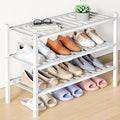 Smiry Bamboo Shoe Rack for Closet, 3 Tier Wooden Shoe Organizer, Stackable Wood Shoe Storage Shelf for Entryway, 14 Vertical Slats, One-piece Heavy-Duty Legs, 26.77"x11.02"x18.31", White