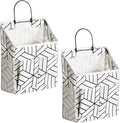 2pcs Wall Hanging Storage Bag, Small Door Closet Linen Fabric Pockets Organizer, Waterproof Multi Functional for Living Room Bedroom Bathroom Kitchen RV Camper with Hooks Pattern Whtie