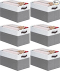 Cupic Cupid Storage Bins Closet, Fabric Closet Organizers and Storage, 6-Pack Baskets for Organizing, Large Storage Boxes with Handles for Clothes and Toys, Gray and White