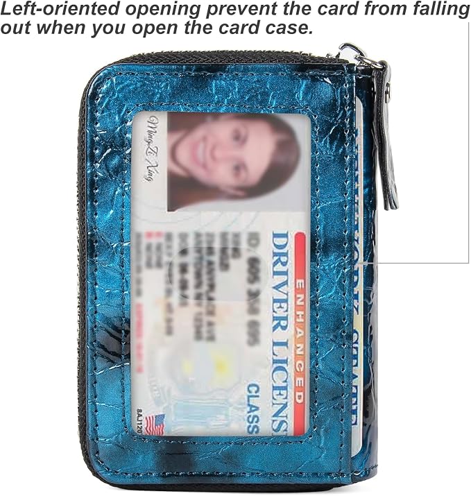 Credit Card Wallet, RFID Card Case Wallet, Zipper Card Cases Holder for Men Women, RFID Blocking, KeyChain Wallet, Compact Size Card Organizer Case for Women