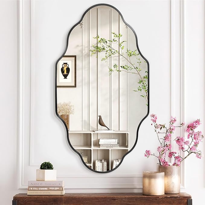 Dorlicecass Wall Mirror for Bathroom - Black Mirror Wall Decor 24" x 36"Modern Mirror Wall Decor with Aluminum Alloy Frame for Bathroom, Bedroom, Living Room, Dining Room, Cloakroom, Entryway