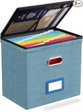 Oterri 1 Pack File Organizer Boxes with Lids, File Box with Mesh Pockets, Document Organizer Box for Letter Size Folders, Zippers Important Document Organizer (Denim, Without Folders)