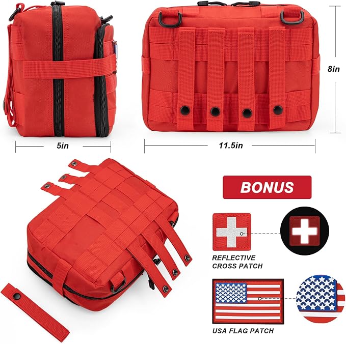 Jueachy Tactical Molle Pouch Large Admin Bag Utility Tool Pouches Molle Attachment EDC Pouches Expandable Molle Accessories Organizer Medical Pocket U.S.A Patch Included