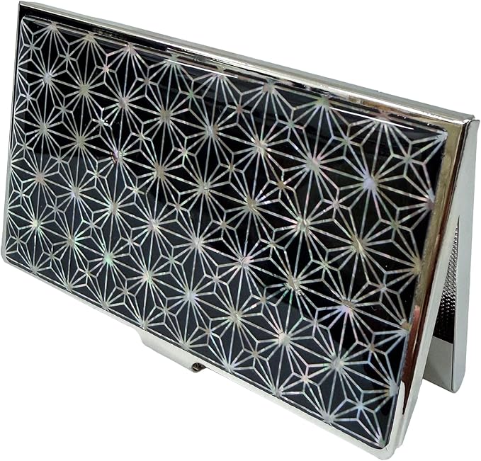 Mother of Pearl Business Card Case Credit Id Name Holder Travel Wallet Art Painting Design Metal Stainless Steel Engraved Slim Purse Pocket Cash Money Wallet (N-Mum Bold)