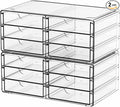 Yieach 2 Pack Acrylic Storage Drawers With 12 Small Drawer,Stackable Office Cabinet Organizer and Makeup Organizer,Clear Plastic Drawers for Craft Supply,Pen,Stationary,Accessory,Makeup,Desk Organizer