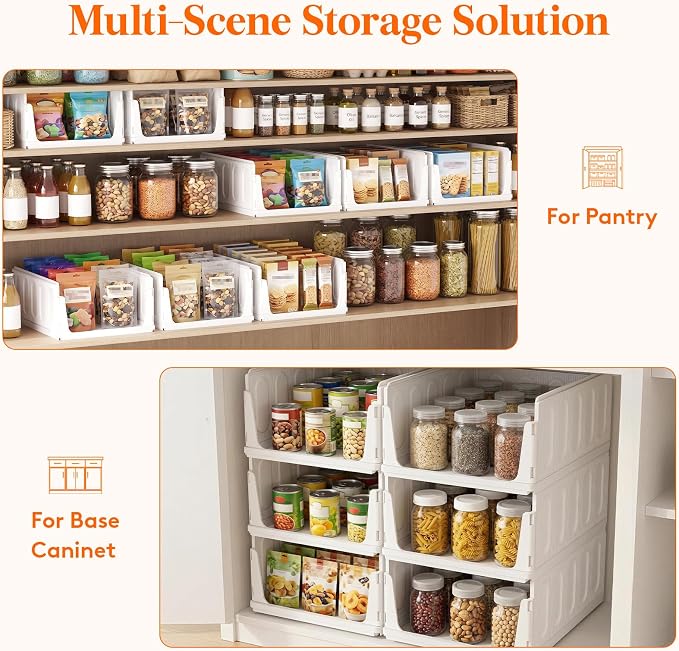 Lifewit 6 Pack Stackable Closet Organizers for Shelf, Plastic Clothes Storage Basket Bins for Wardrobe, Multifunctional Stacking Sweater Containers for Shelves, RV, Pantry, Kitchen, Dorm, 12.6" Wide