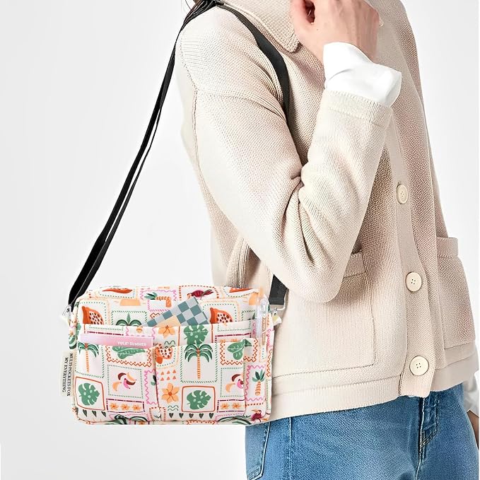 Multiple Pockets Portfolio Organizer with Zippered,Storage Pencil Pouch Bag | Waterproof Travel Toiletry Bag,Portable Pencil Pouch for Notebooks,Stationeries,Make-up,Journal Office Art Supplies,BechBlock