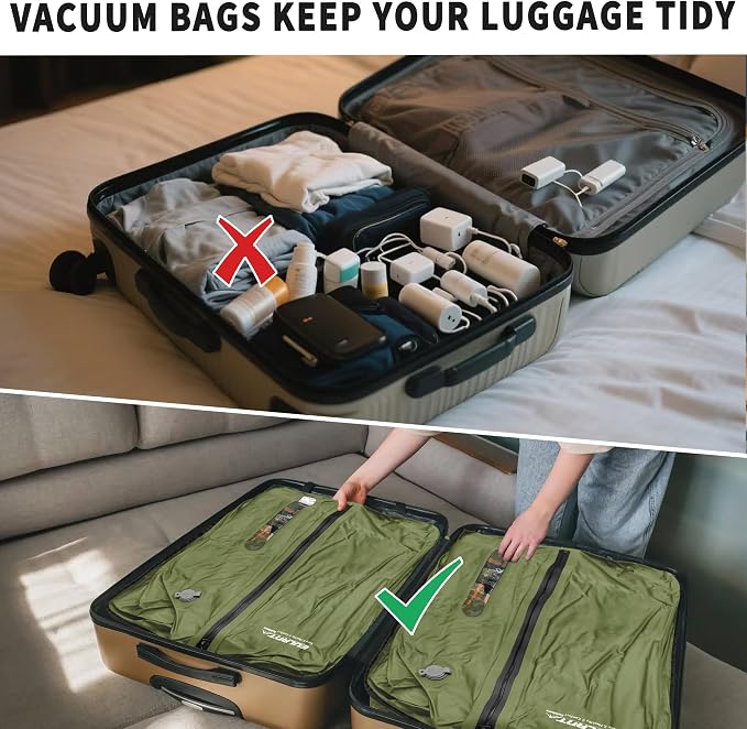 EULANT Travel Vacuum Bags,IPX8 Waterproof Vacuum Compression Bag | Vacuum Bags for Travel Carry-On Suitcase & Travel Backpack,Space Saver Bags Packing Organizers