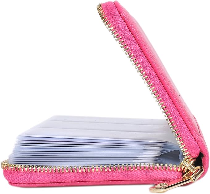 Easyoulife Credit Card Holder Wallet Womens Zipper Leather Case Purse RFID Blocking