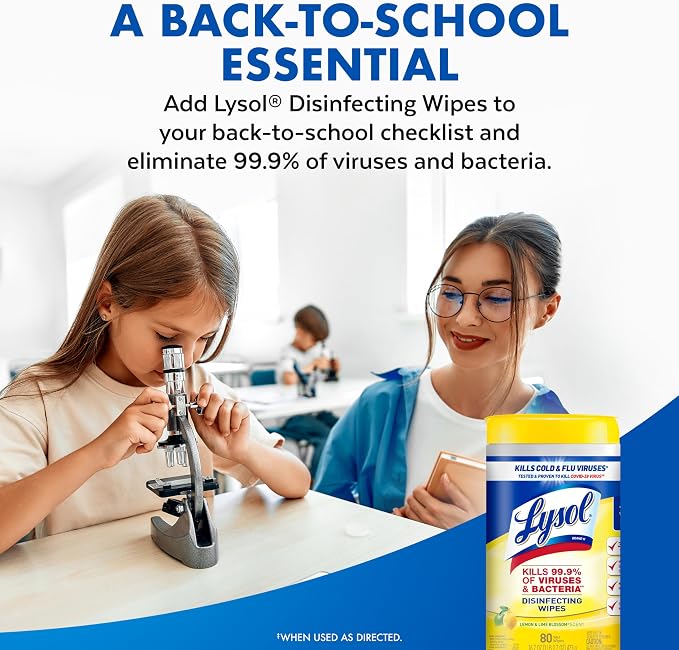 Lysol Disinfecting Wipes, Cleaner, Lemon + Mango + Linen, 80 ct. (4 Pack) | All Purpose Cleaner, Sanitizing, Deodorizing, Apartment Essentials, Back To School Cleaning Supplies, Kitchen & Bathroom Wipe